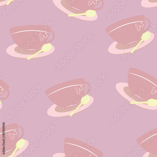 pink seamless pattern with cups 