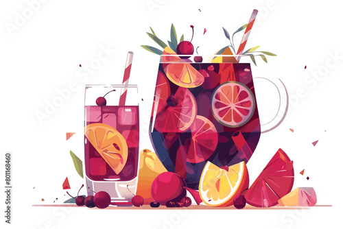 Refreshing Sangria on a terrace isolated vector style photo