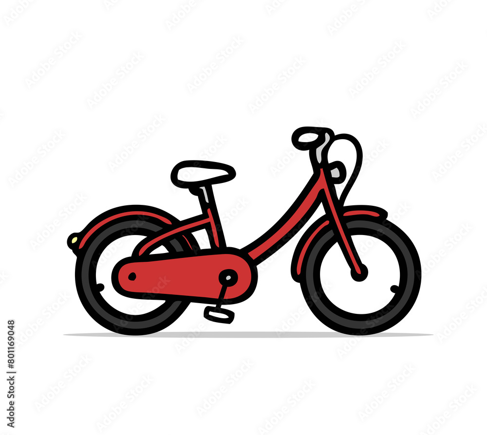 Colorful illustration of a child's red bicycle, perfect for artwork and designs Colorful illustration of a child's red bicycle, perfect for artwork and designs