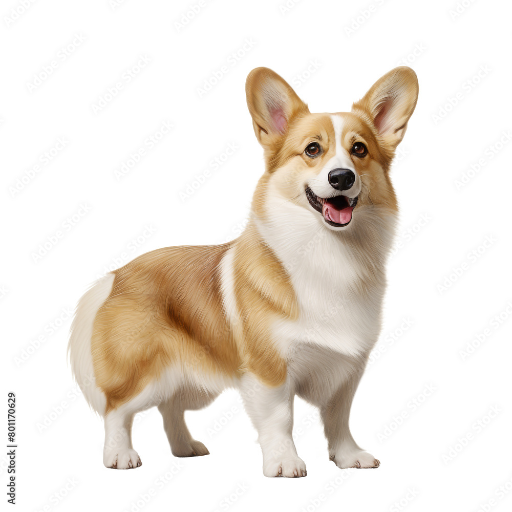 Cheerful Welsh Corgi Standing Isolated on transparent Cheerful Welsh Corgi Standing Isolated on transparent