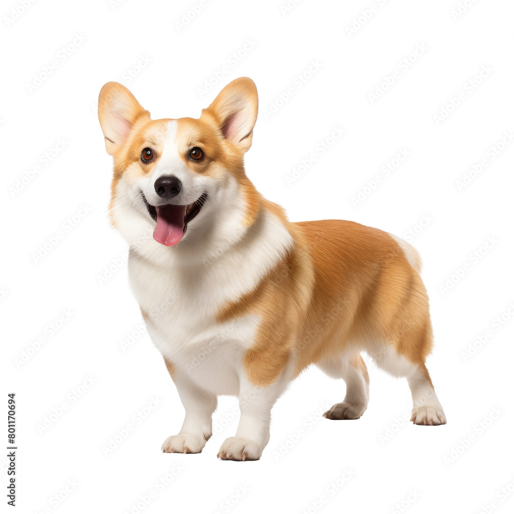 Cheerful Welsh Corgi Standing Isolated on transparent