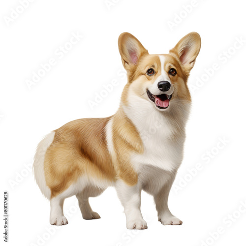 Cheerful Welsh Corgi Standing Isolated on transparent © Tony A