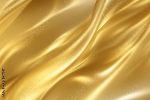 Abstract flowing gold silk background, reflecting light in its flowing waves. © Olgaalisa