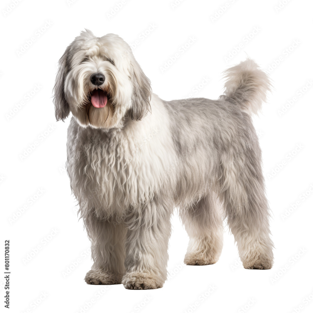 Old English Sheepdog Standing on transparent Background Old English Sheepdog Standing on transparent Background