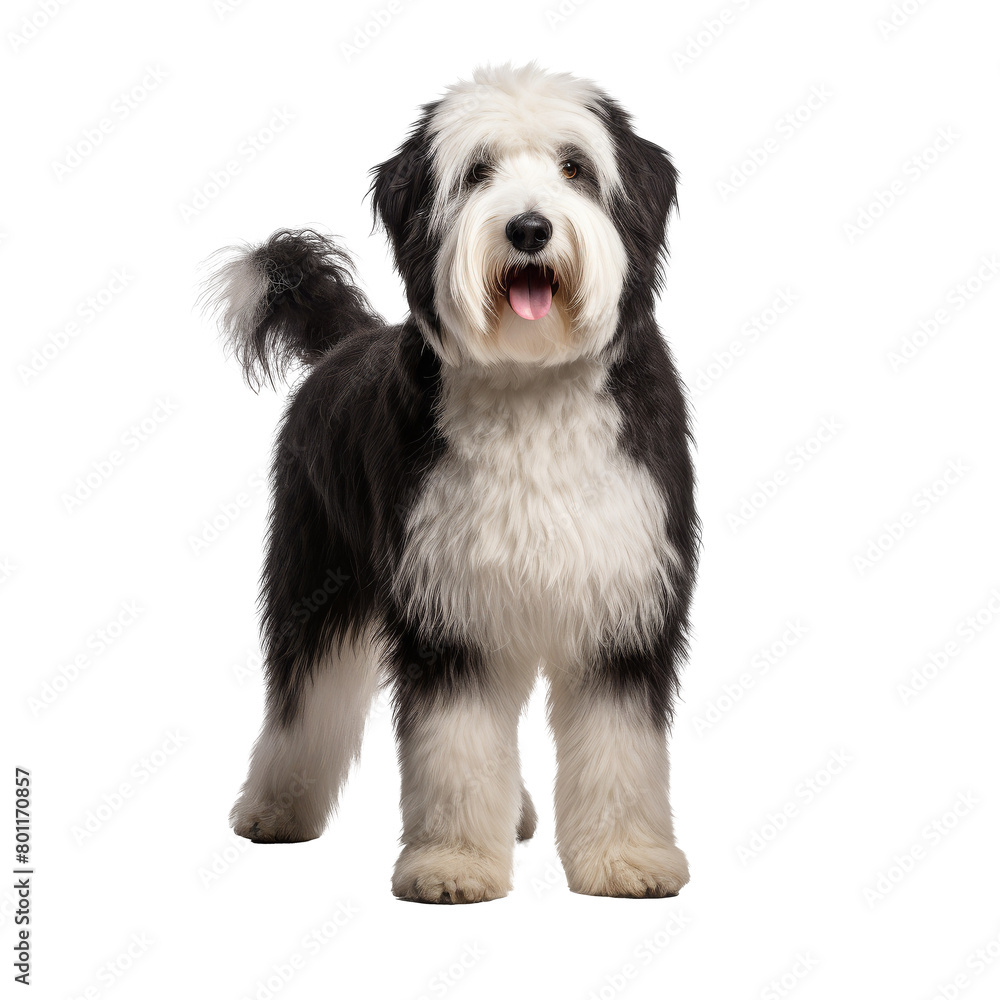 Old English Sheepdog Standing on transparent Background Old English Sheepdog Standing on transparent Background