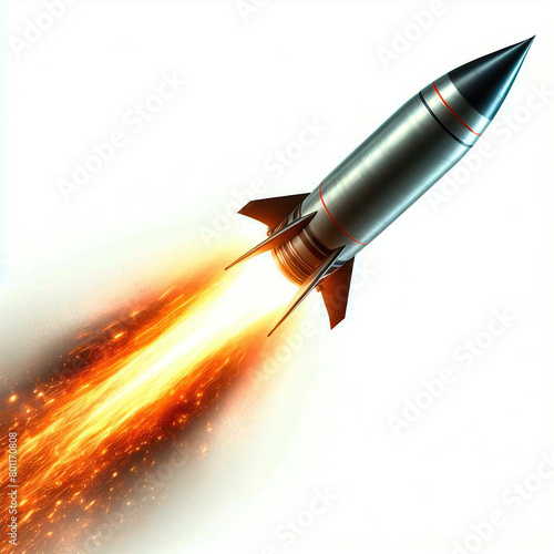 Rocket on a white background. 3D illustration. Isolated.