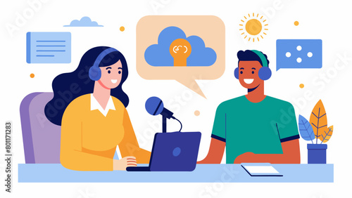 On a podcast dedicated to mental health a guest speaker talks openly about their journey with dissociative identity disorder and the importance of. Vector illustration