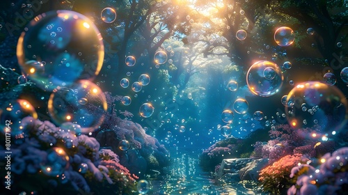 Underwater Bubble Symphony A Harmonious Dance of Marine Life and Bubbles in the Ocean Depths