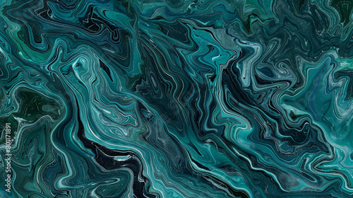 Cool teal marble texture  with swirls of dark green and blue  perfect for a refreshing and modern background