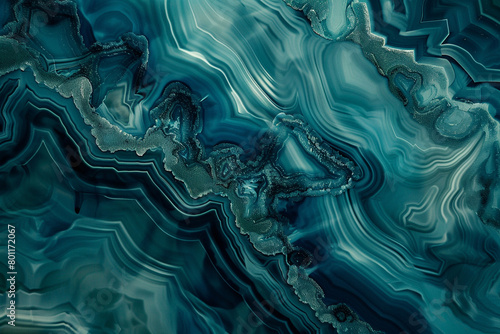 Dark teal alcohol ink ripples, simulating agate's natural patterns in high definition