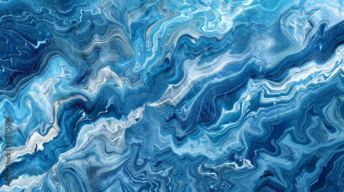 Ocean Blue Marble Background, Waves Mimicking the Sea