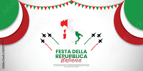 festa della italiana repubblica wishing background  with  flag and typography, italy map vector file photo