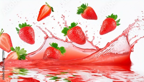 strawberry in water strawberry in glass strawberry smoothie with mint