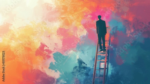 Businessman on ladder, business conceptual illustration