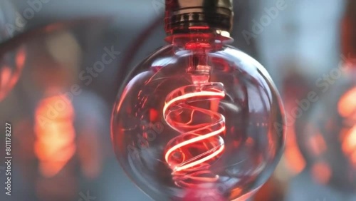 Round hanging  incandescent lamp lights up photo
