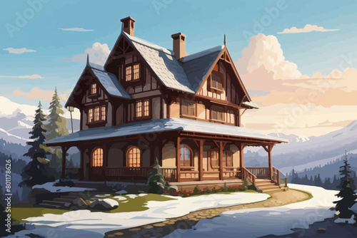  old House in the style of blackforest illustration © chutima
