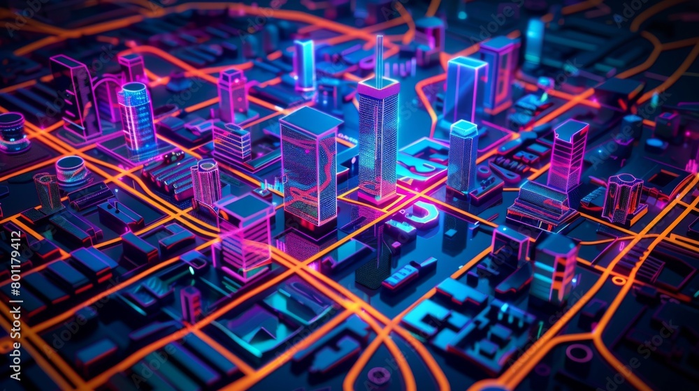 City map illustration, location and technology concept City map illustration, location and technology concept