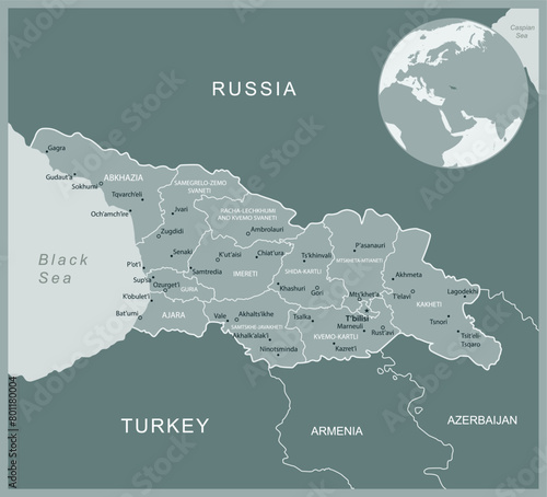 Georgia - detailed map with administrative divisions country. Vector illustration