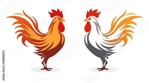 rooster isolated on white background © Wallpaper