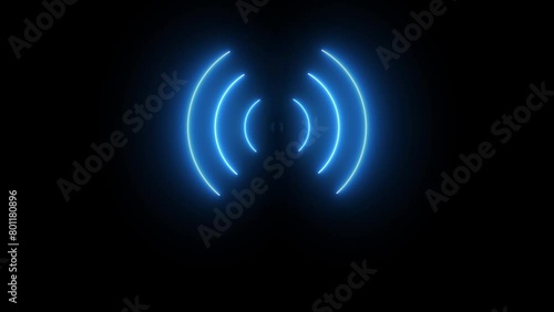neon wave animated blue signal wave 5g wifi circle 4k looping