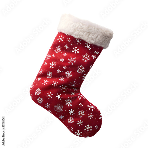 Christmas stocking isolated on transparent background Generative Ai. photo