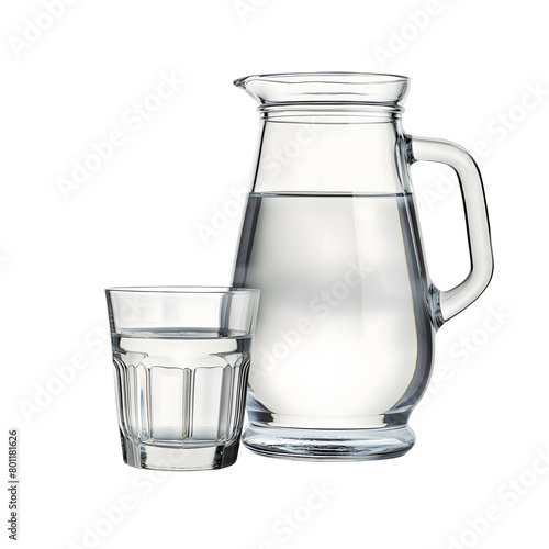 Jug and glass with water isolated on transparent background Generative Ai.