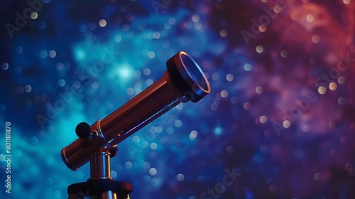 A toy telescope pointed towards the stars photo