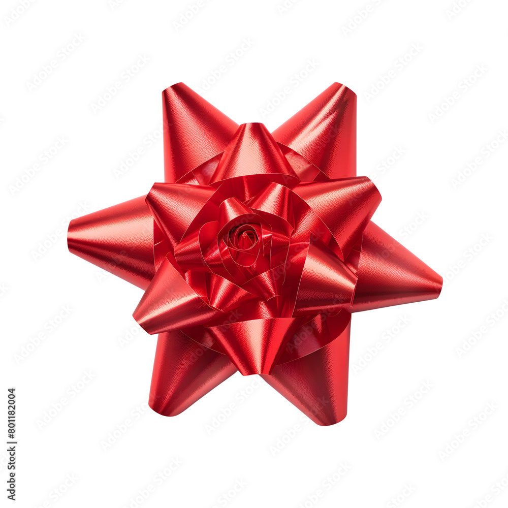 red bow isolated on transparent background Generative Ai. red bow isolated on transparent background Generative Ai.