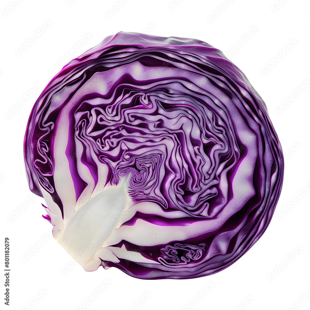 Obraz premium slice red cabbage vegetable isolated on transparent background Generative Ai.