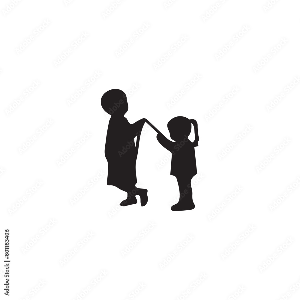 Girl and boy icon on white background. vector illustration
