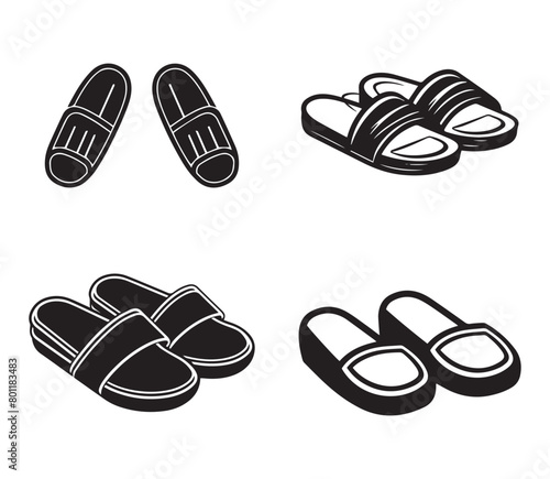 Slippers icon set. Simple set of slippers vector icons for web design on white background