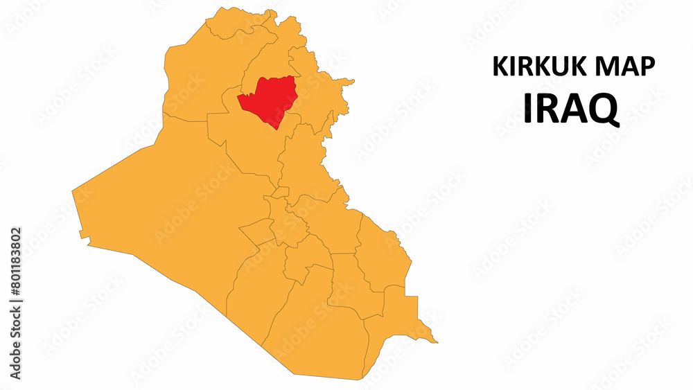 Kirkuk Map is highlighted on the Iraq map with detailed state and ...