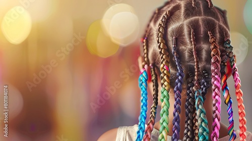 Young Woman Showcasing Elaborate bright Kanekalon braids Generative AI 