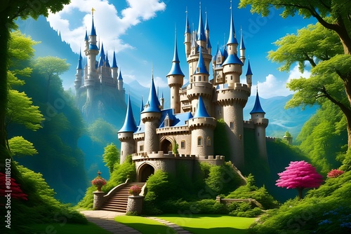 Wallpaper Mural fairytale castle in forest Torontodigital.ca