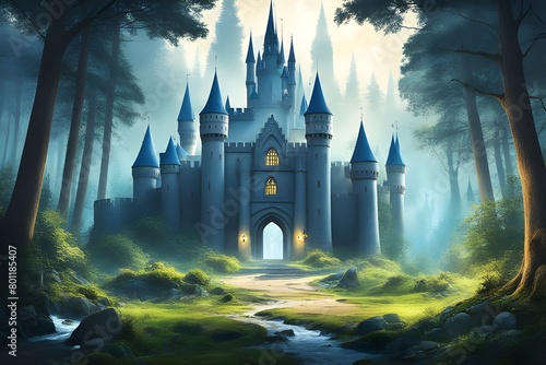 fairytale castle in forest