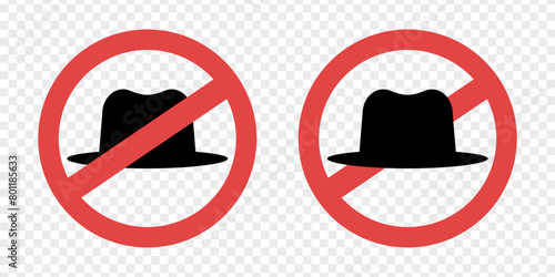 No hat. Forbidden wear hats. Not allowed headdress