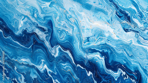 Ocean Blue Marble Background, Waves Mimicking the Sea