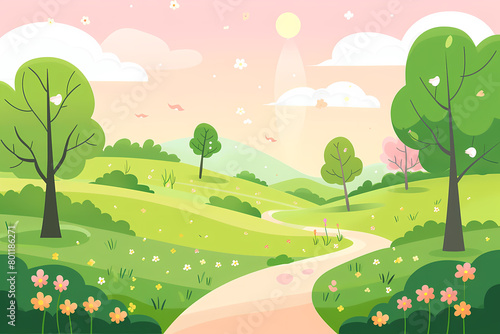 cartoon  nature  grass  road  illustration