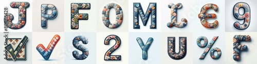 Fabric patches lettering. AI generated illustration photo