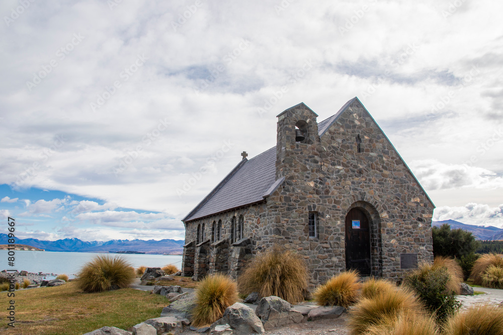 The Church of the Good Shepherd on the shores of Lake Tekapo on the South Island of New Zealand is a small Anglican church used by various denominations.  Built in 1935.