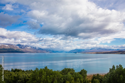 Lake Tekapo is the second-largest of three roughly parallel lakes running north–south along the northern edge of the Mackenzie Basin in the South Island of New Zealand . photo