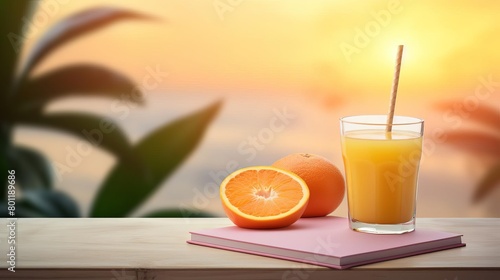 Refreshing orange juice by the beach. The perfect summer drink!