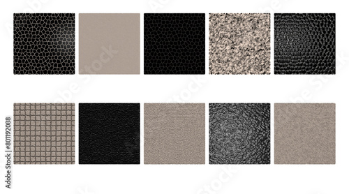 A set of textures of black and nude shades, mosaic, concrete, stones, cardboard, dirt, depression, bulge photo