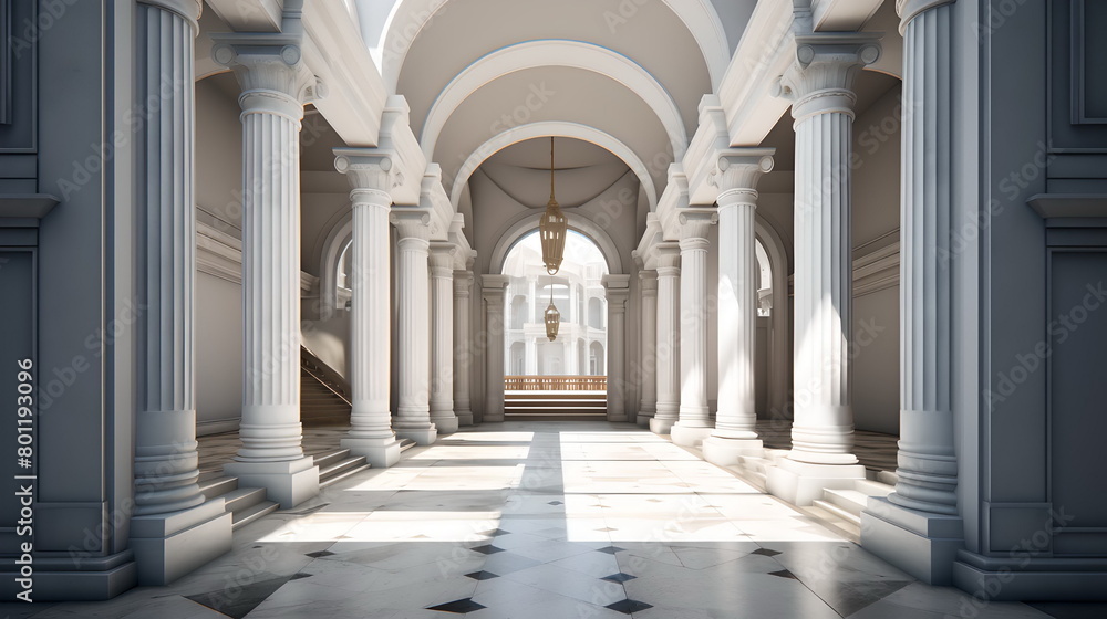 corridor of the church, white hall