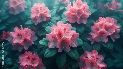 Pink rhododendron flowers in bloom. photo