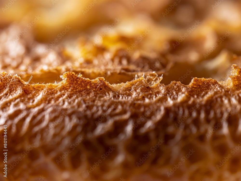 Close-up view of a crispy potato crust showcasing its golden texture and details.
