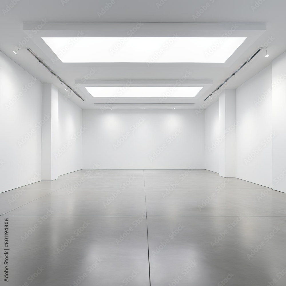 Fototapeta premium An empty white room with a concrete floor.