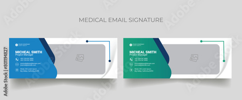 Medical Email Signature or Vector Design template, Corporate mail business email signature banner,