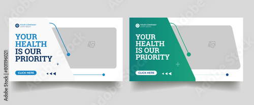 healthcare web banner for video thumbnail. youtube thumbnail for hospital live workshop business template. Dental hospital and clinic social media Design