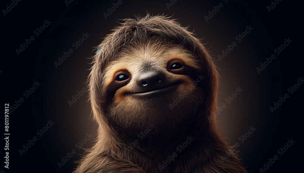 Fototapeta premium a content and cozy sloth in a portrait style